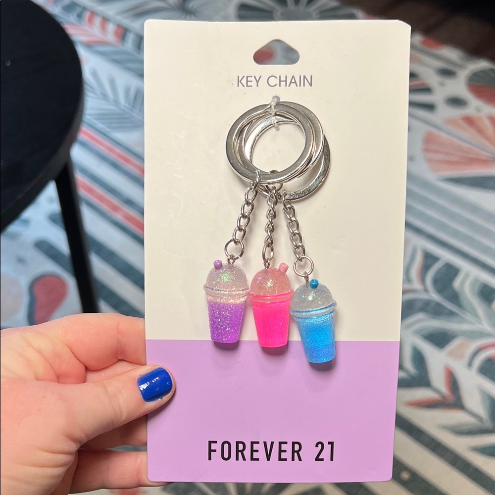 Forever 21 Glittery Slurpie Slushie Drink Keychain Set